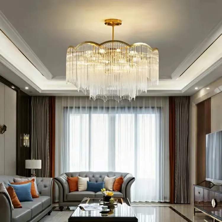 Elegant Lighting Chandelier Linear Crystal Lamp For Living/ Dining Room