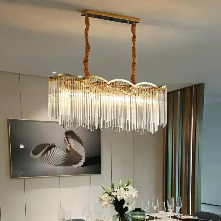 Elegant Lighting Chandelier Linear Crystal Lamp For Living/ Dining Room