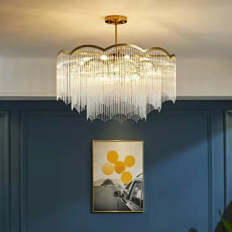 Elegant Lighting Chandelier Linear Crystal Lamp For Living/ Dining Room