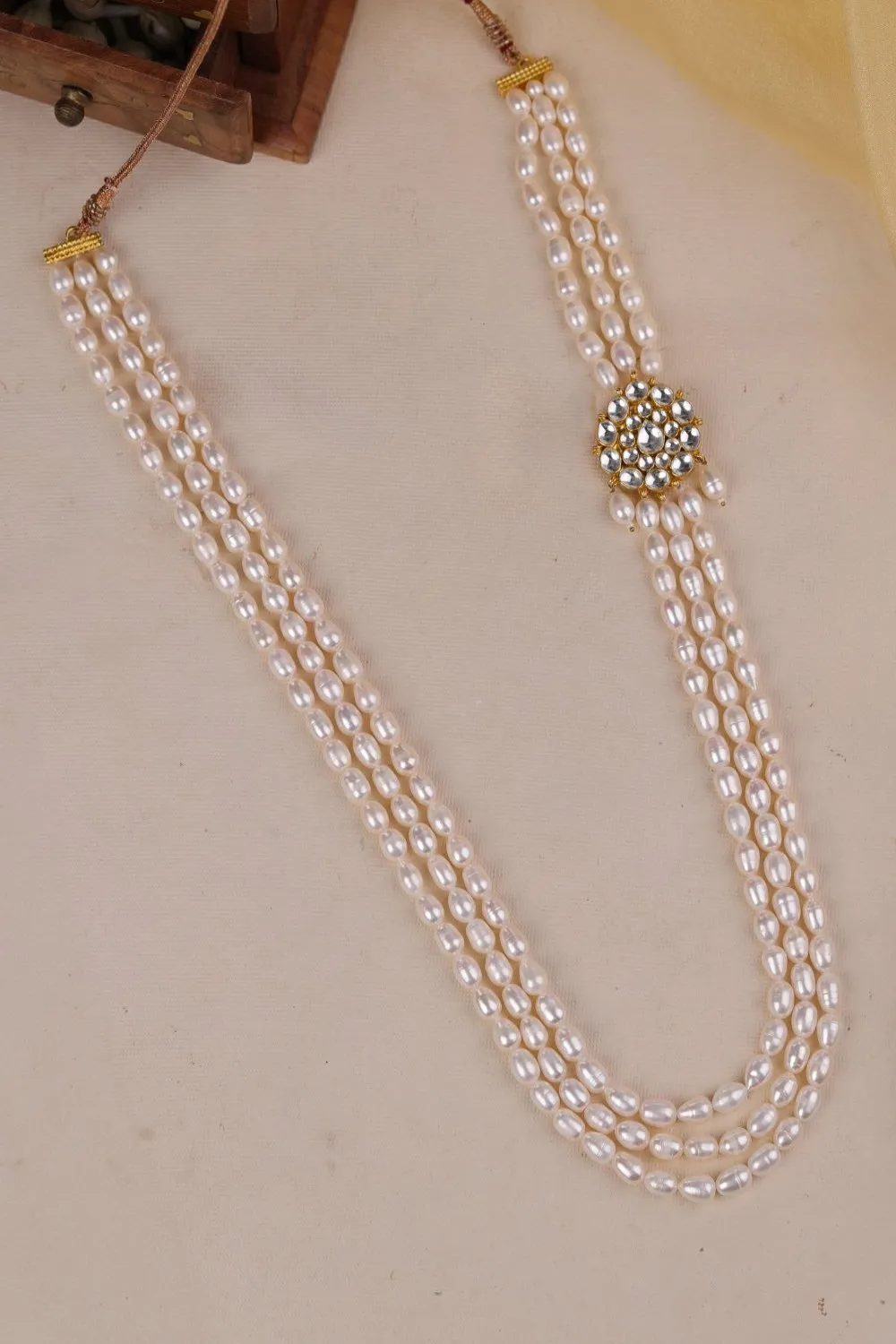 Elegant White Long Jade Gold Plated Alloy Necklace