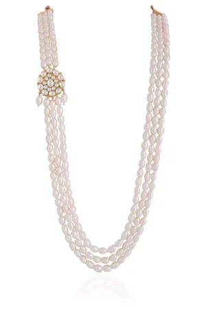 Elegant White Long Jade Gold Plated Alloy Necklace