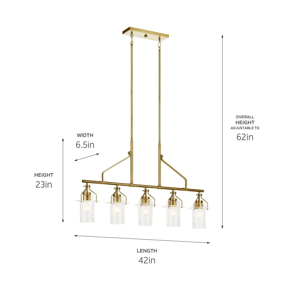 Everett 42 in. 5 Lights Chandelier Brushed Brass finish