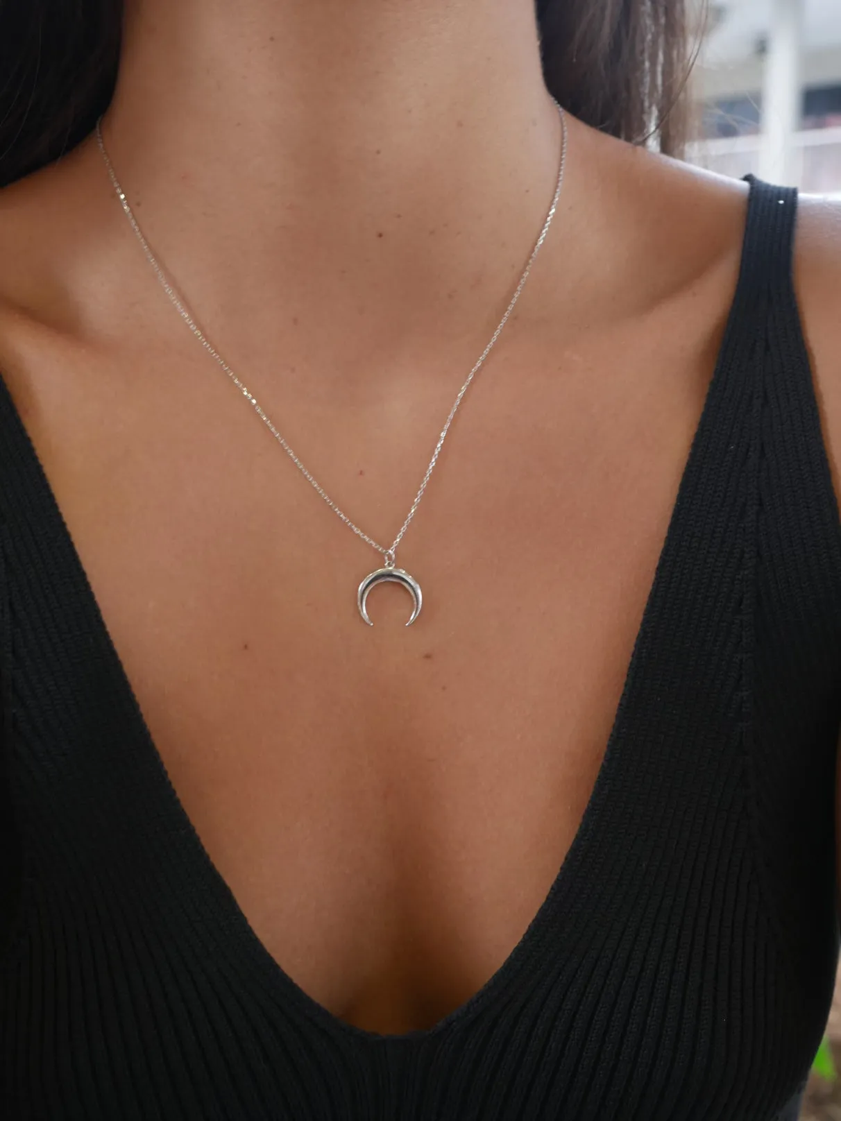 Everyday Crescent Moon .925 Sterling Silver Necklace