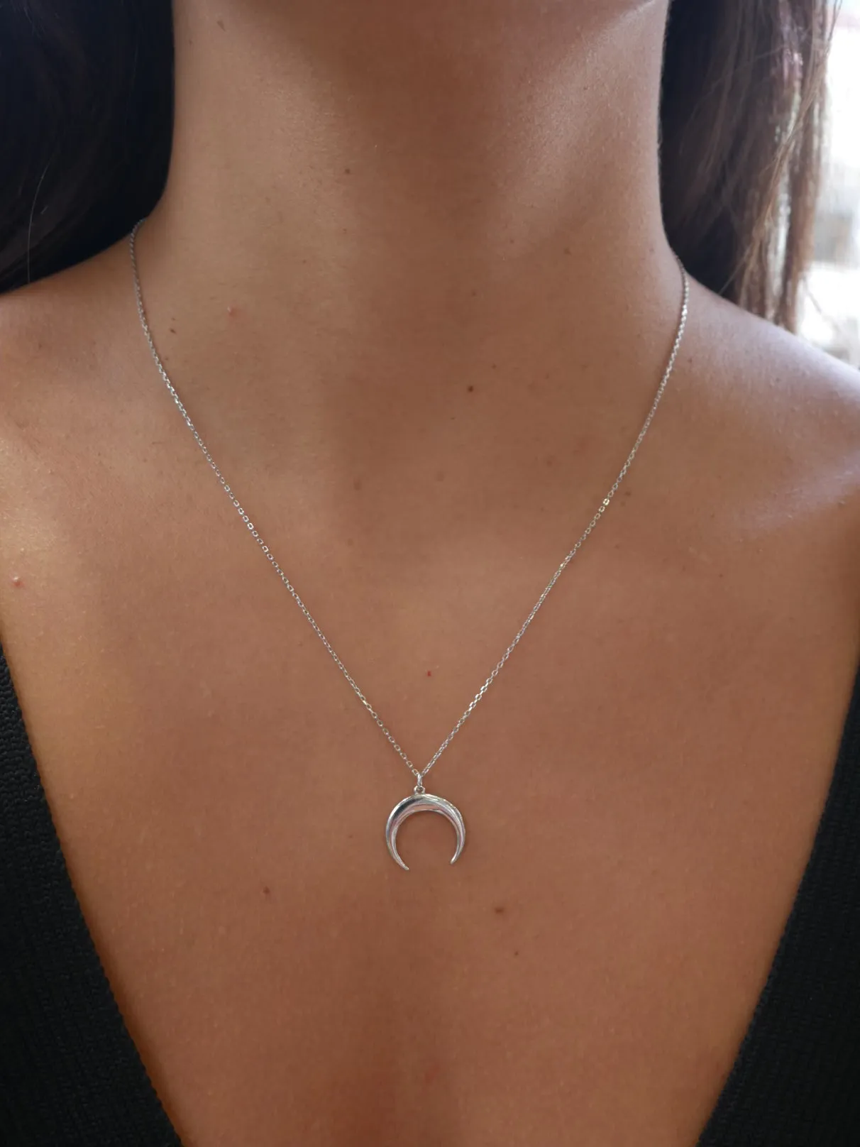 Everyday Crescent Moon .925 Sterling Silver Necklace