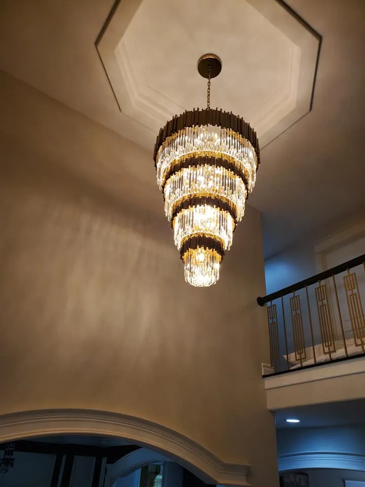 Extra Large Modern Multilayer Pendant Chandelier in Gold Finish Luxury Light Fixture for Large Staircase/Duplex/Hallway/Entryway