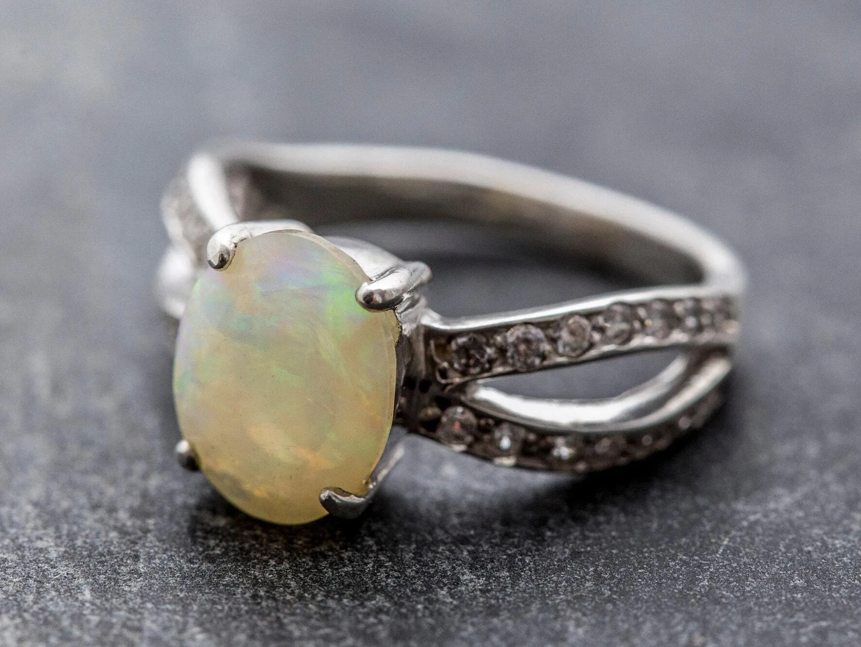 Fire Opal Ring - Opal Engagement Ring - Classy Vintage Ring