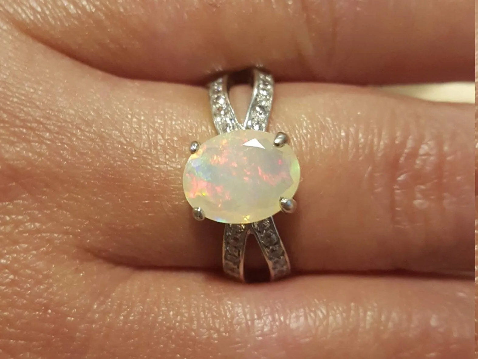 Fire Opal Ring - Opal Engagement Ring - Classy Vintage Ring