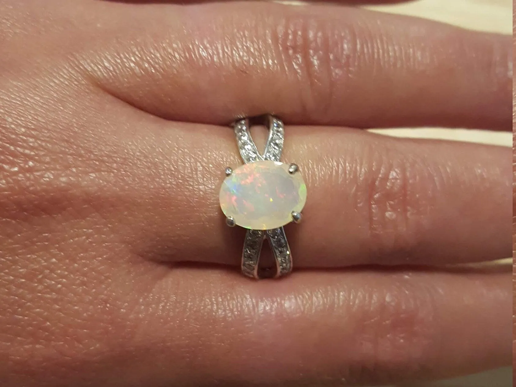 Fire Opal Ring - Opal Engagement Ring - Classy Vintage Ring