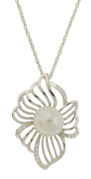 Floral South Seas Pearl Pendant Necklace (SKU: 192630)