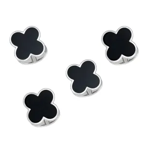 Four Leaf Clover Gemstone Sterling Tuxedo Studs