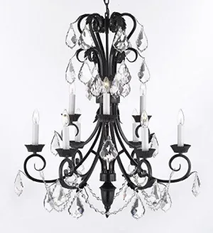 Foyer / Entryway Wrought Iron Empress Crystal (Tm) Chandelier 30" Inches Tall With Crystal H 30" X W 26" - A84-B12/724/6 3