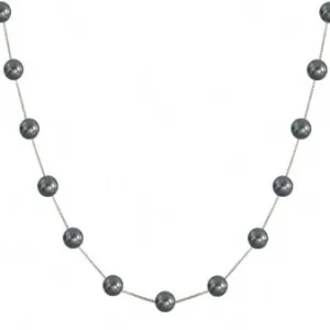 Freshwater Dyed Black Pearl Station Necklace