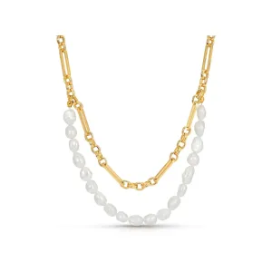 Gold Chain Pearl Necklace