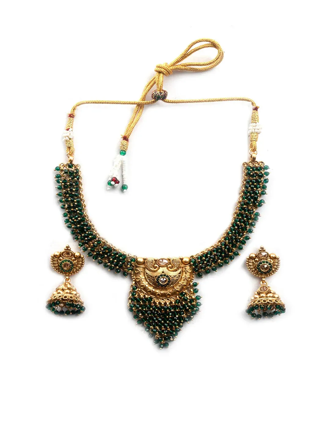 Gold Plated Green Hydra Necklace Set