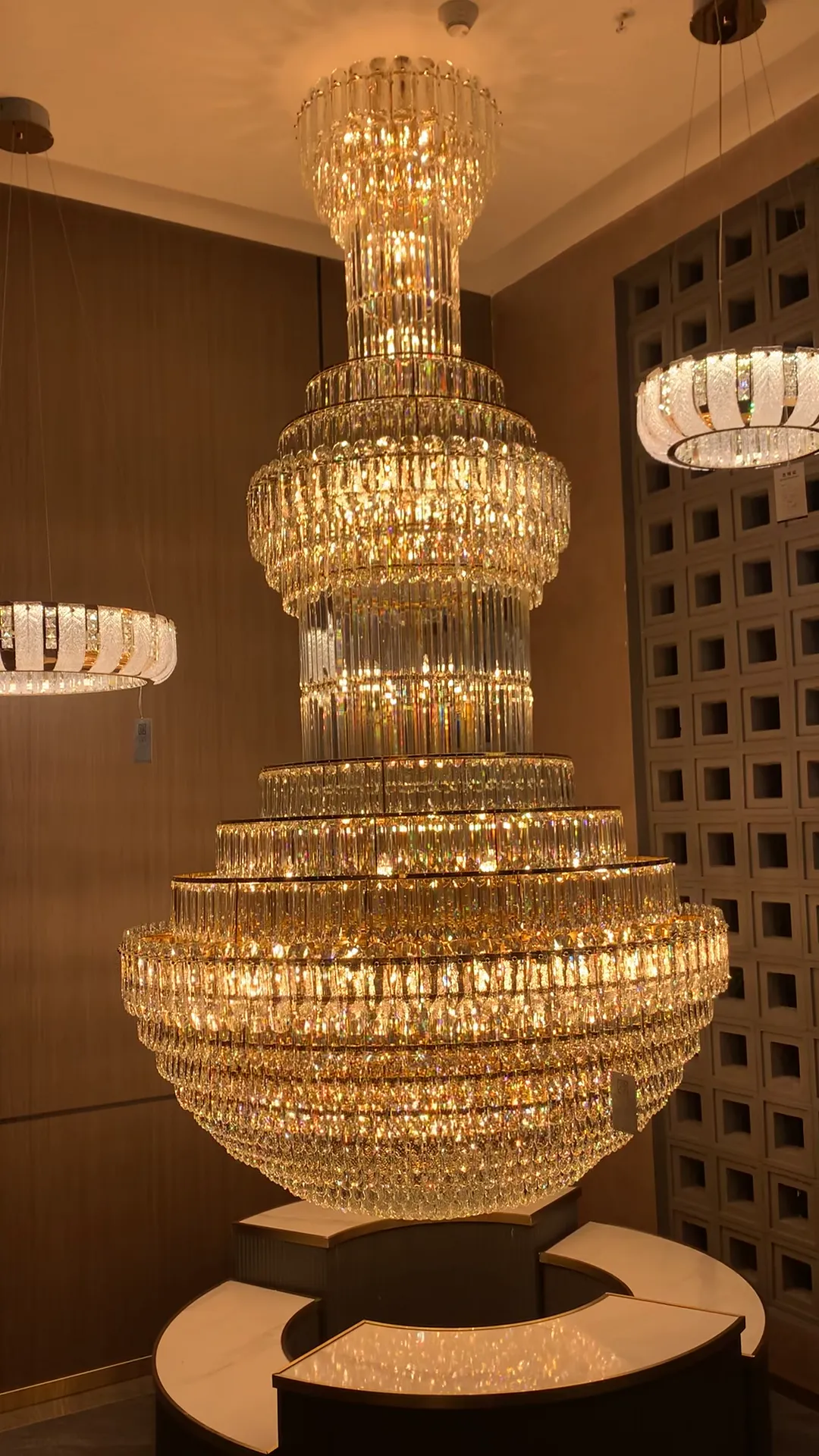 Golden Era Luxury Grand Fountain Crystal Chandelier for Staircase/Foyer/Living Room