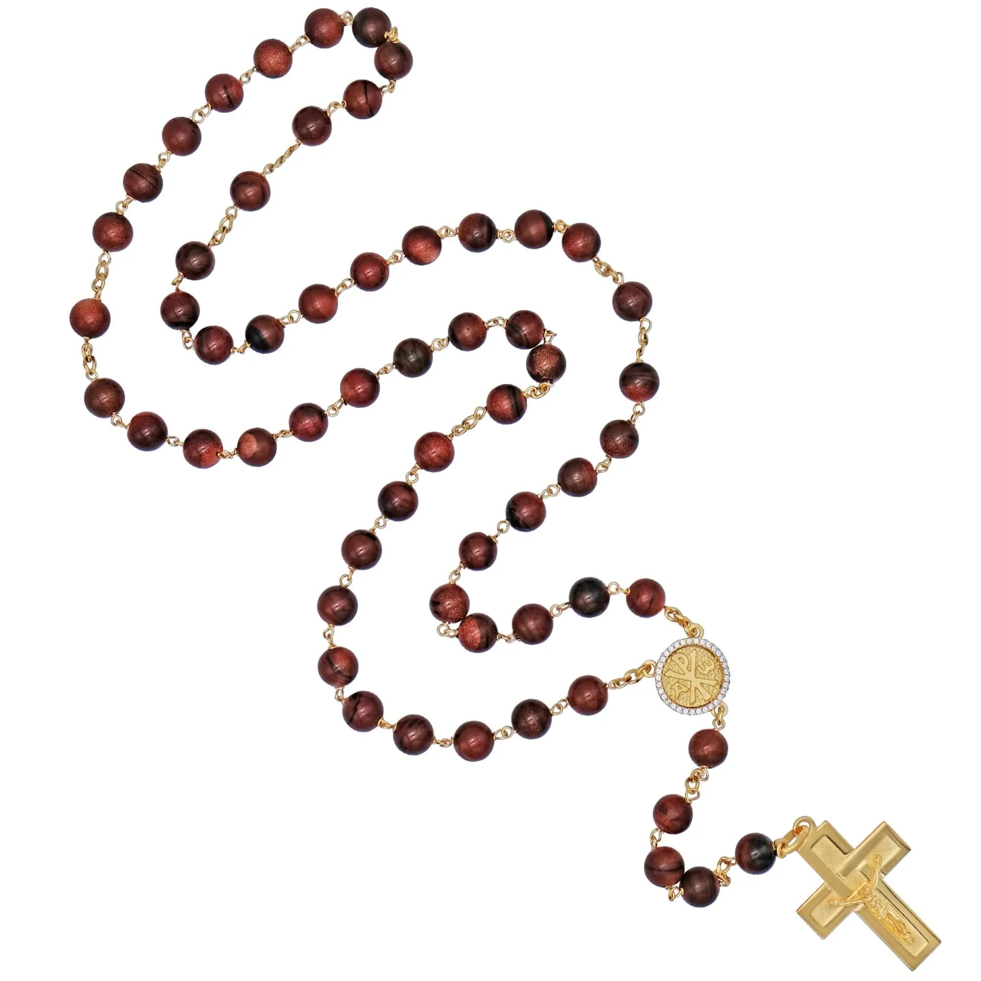 GOLDSTONE ROSARY - VERMEIL SILVER