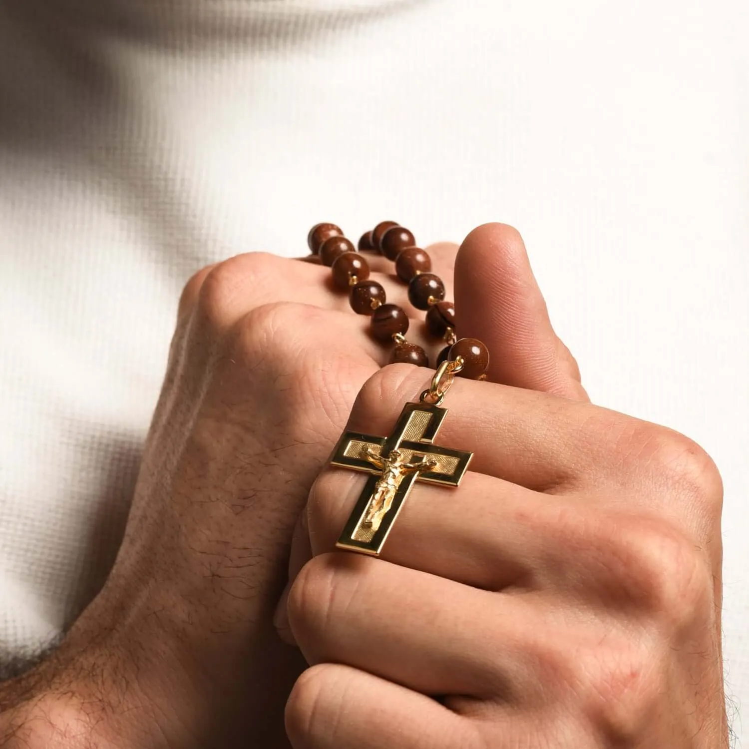 GOLDSTONE ROSARY - VERMEIL SILVER