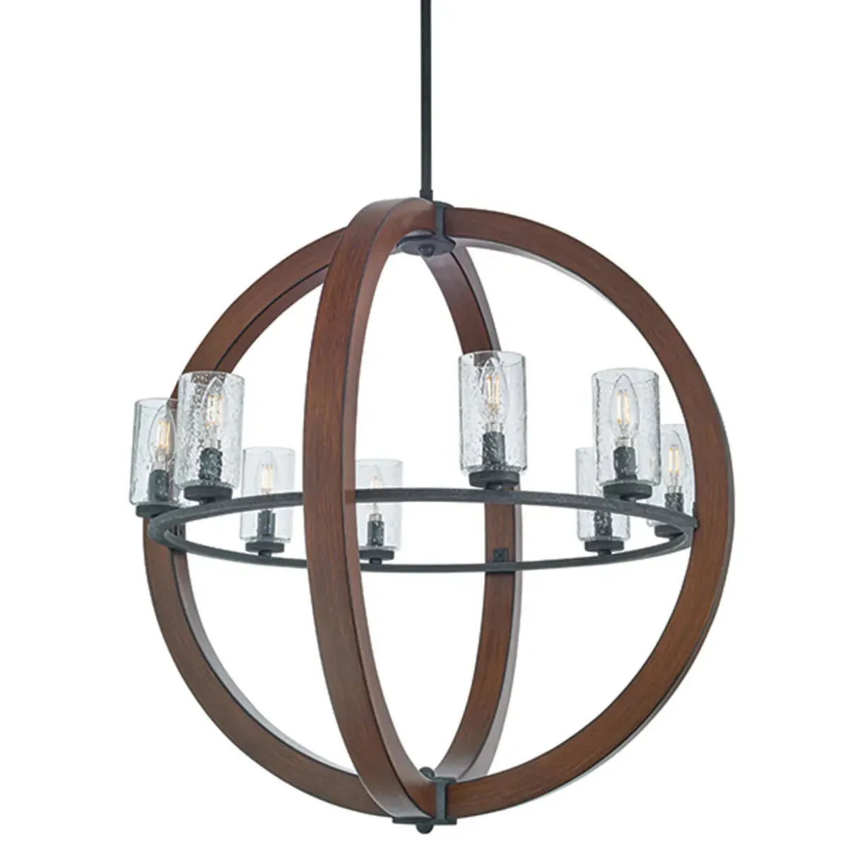 Grand Bank 30" 8-Light Chandelier 1-Tier with Clear seeded glass, Auburn stained Finish