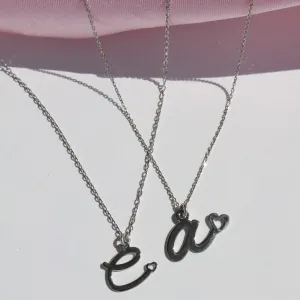 Heart Detailed 925 Sterling Silver Letter Necklace, Initial Necklace, 925 Sterling Silver Necklace