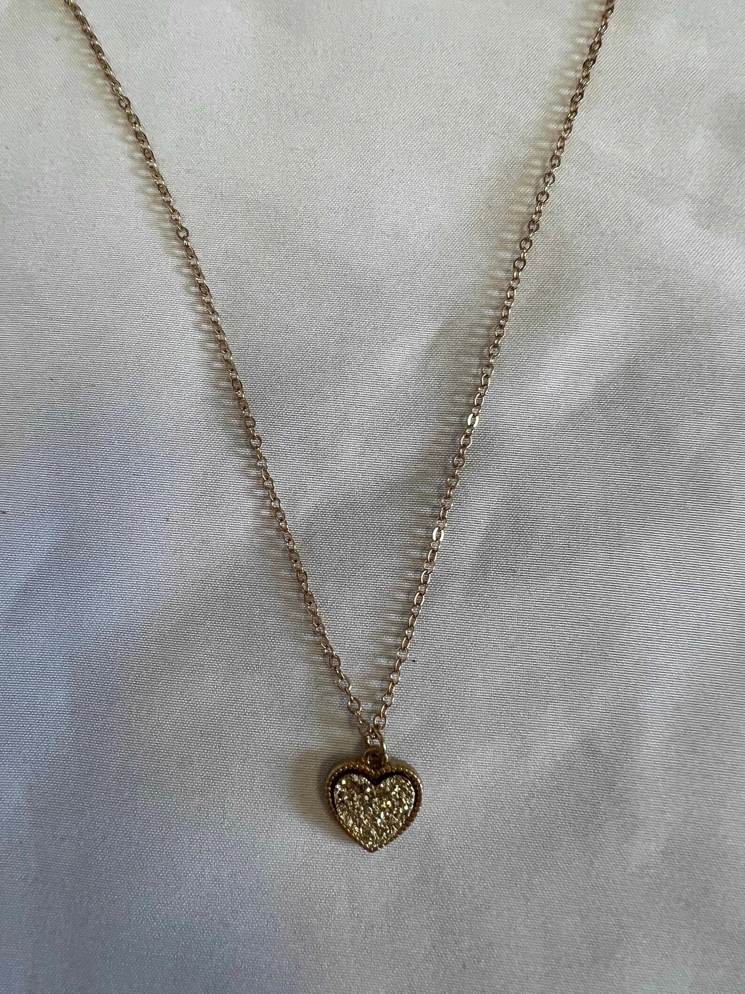 Heart Druzy Necklace - Gold