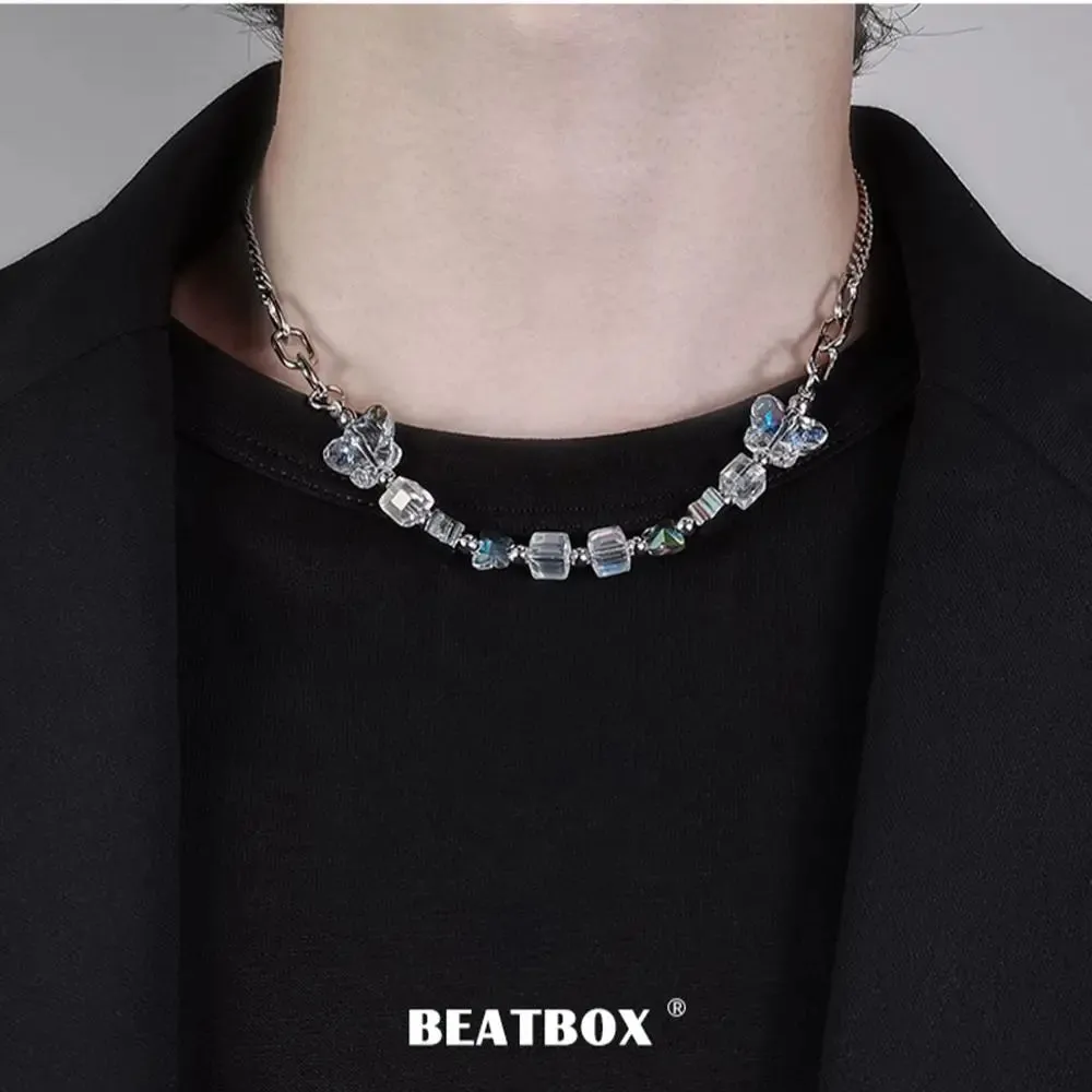 Hip-hop Black Rhinestones Pendant Pearl Necklace Men Steel Necklace Mens Jewellery Man Necklac Free Shipping