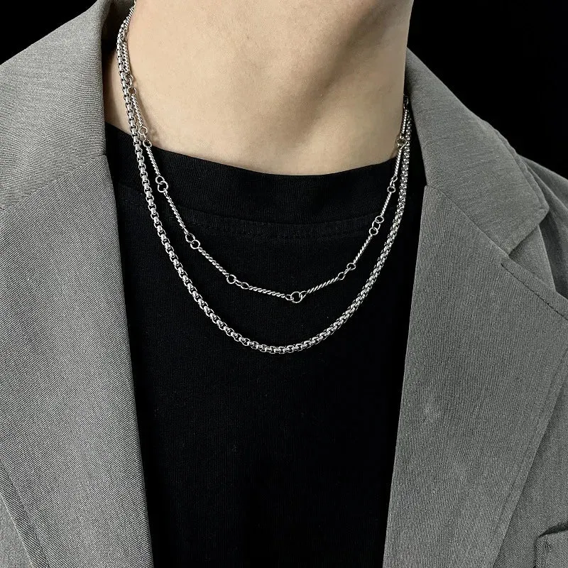 Hip-hop Black Rhinestones Pendant Pearl Necklace Men Steel Necklace Mens Jewellery Man Necklac Free Shipping