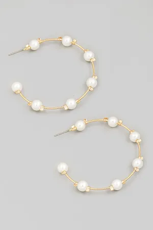 Jackie Hoop Earrings Pearl