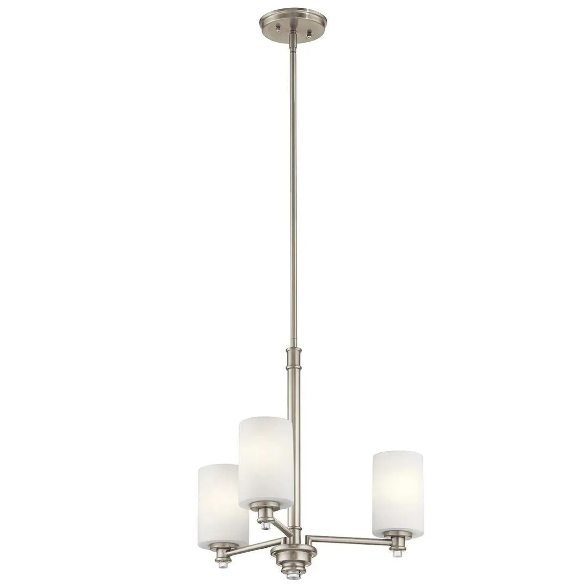 Joelson 20" 3-Light LED Chandelier 1-Tier with Satin etched cased opal glass, Brushed nickel Finish