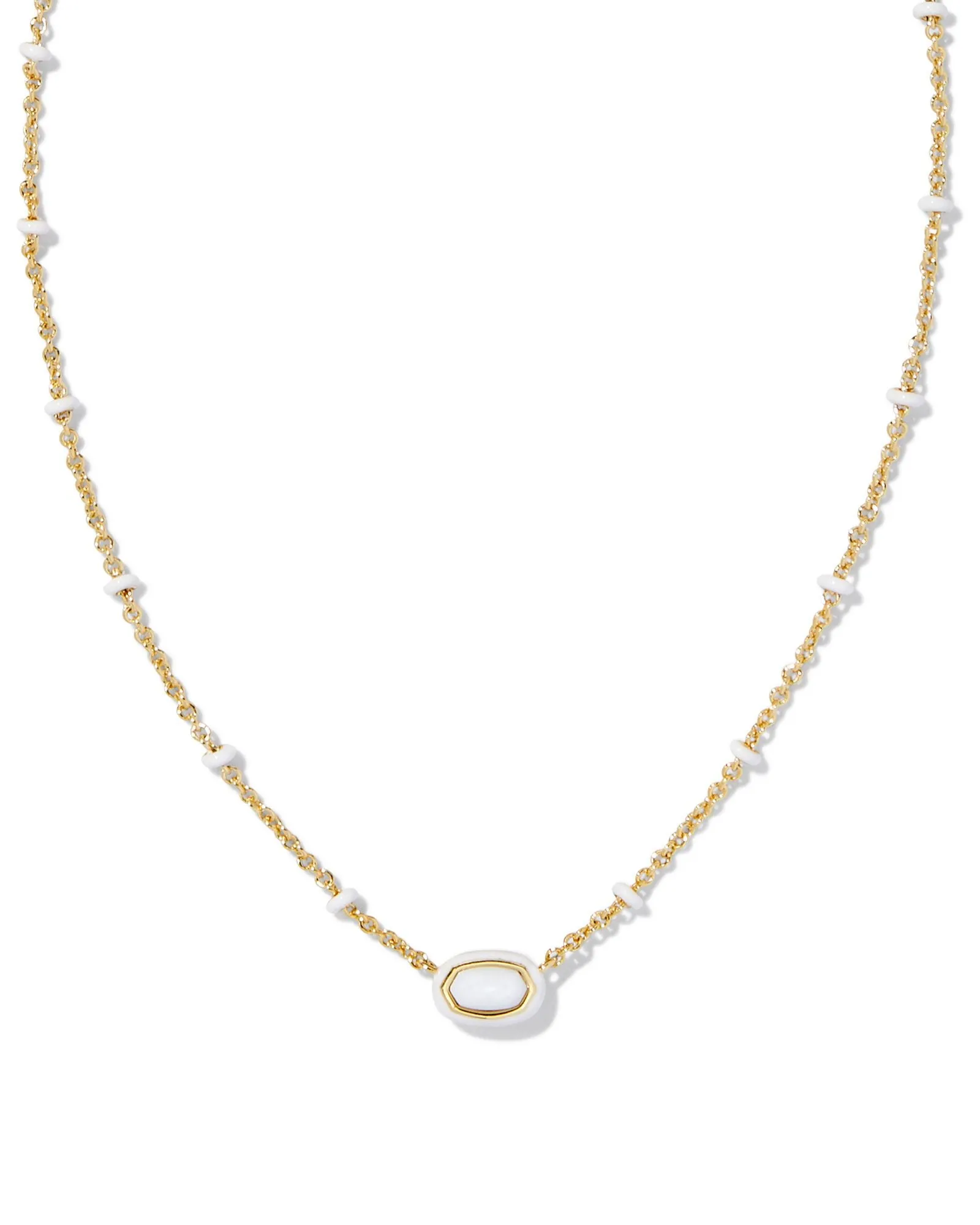 Kendra Scott Mini Elisa White Enamel Frame Necklace