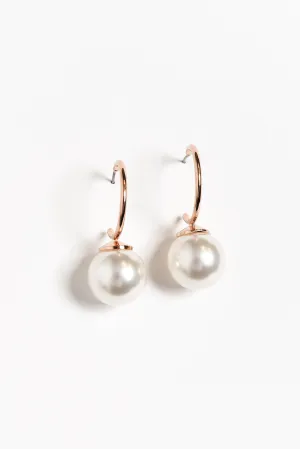 Kora Rose Gold Pearl Hoop Earrings