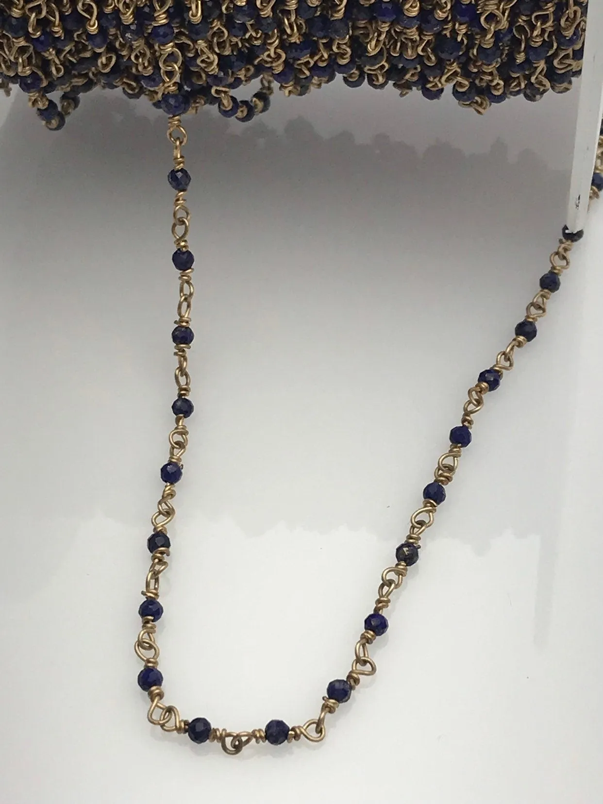 Lapis & 14k Gold Fill Wire by the foot, hand wrapped gemstones, Gold filled made in USA