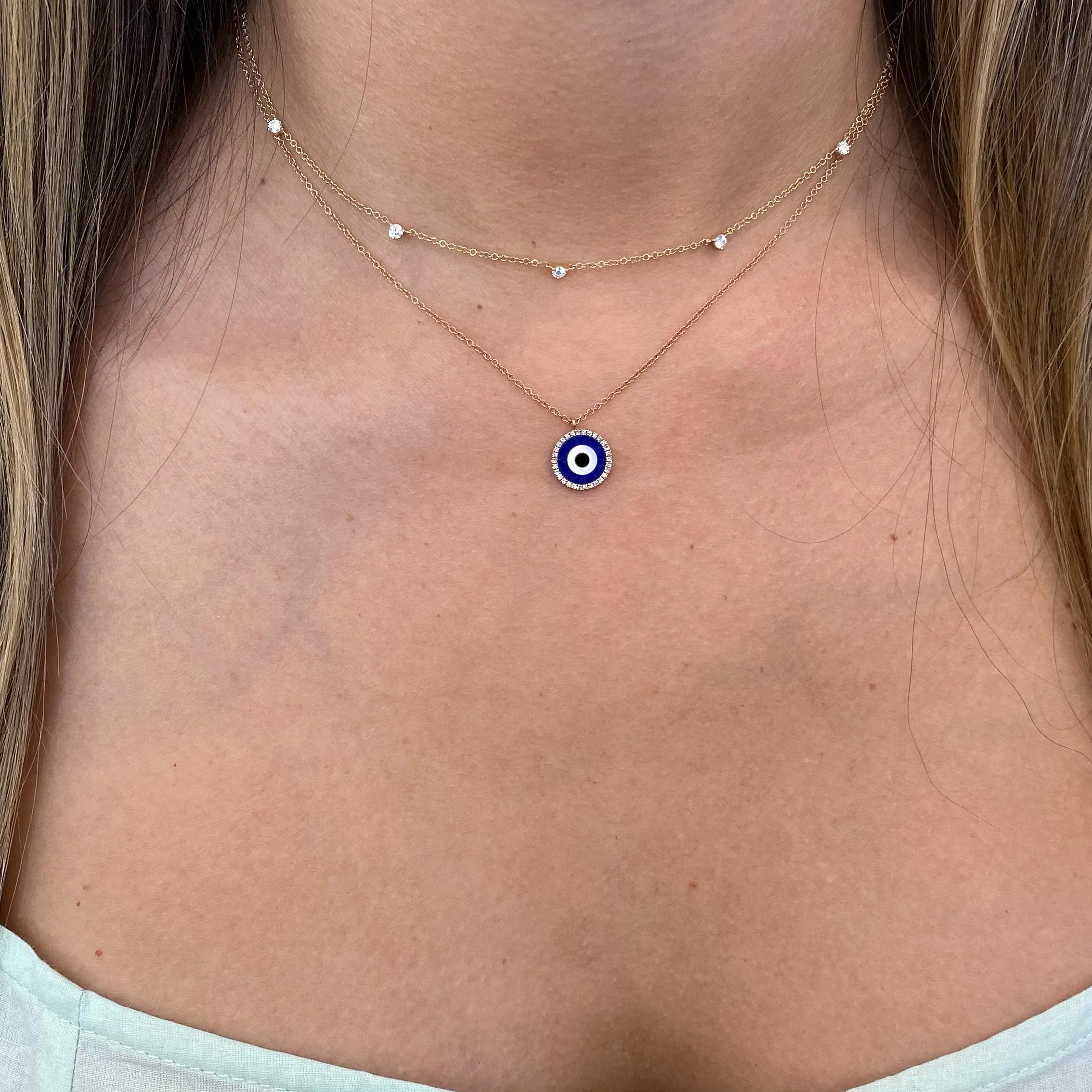 Lapis & Diamond Evil Eye Pendant