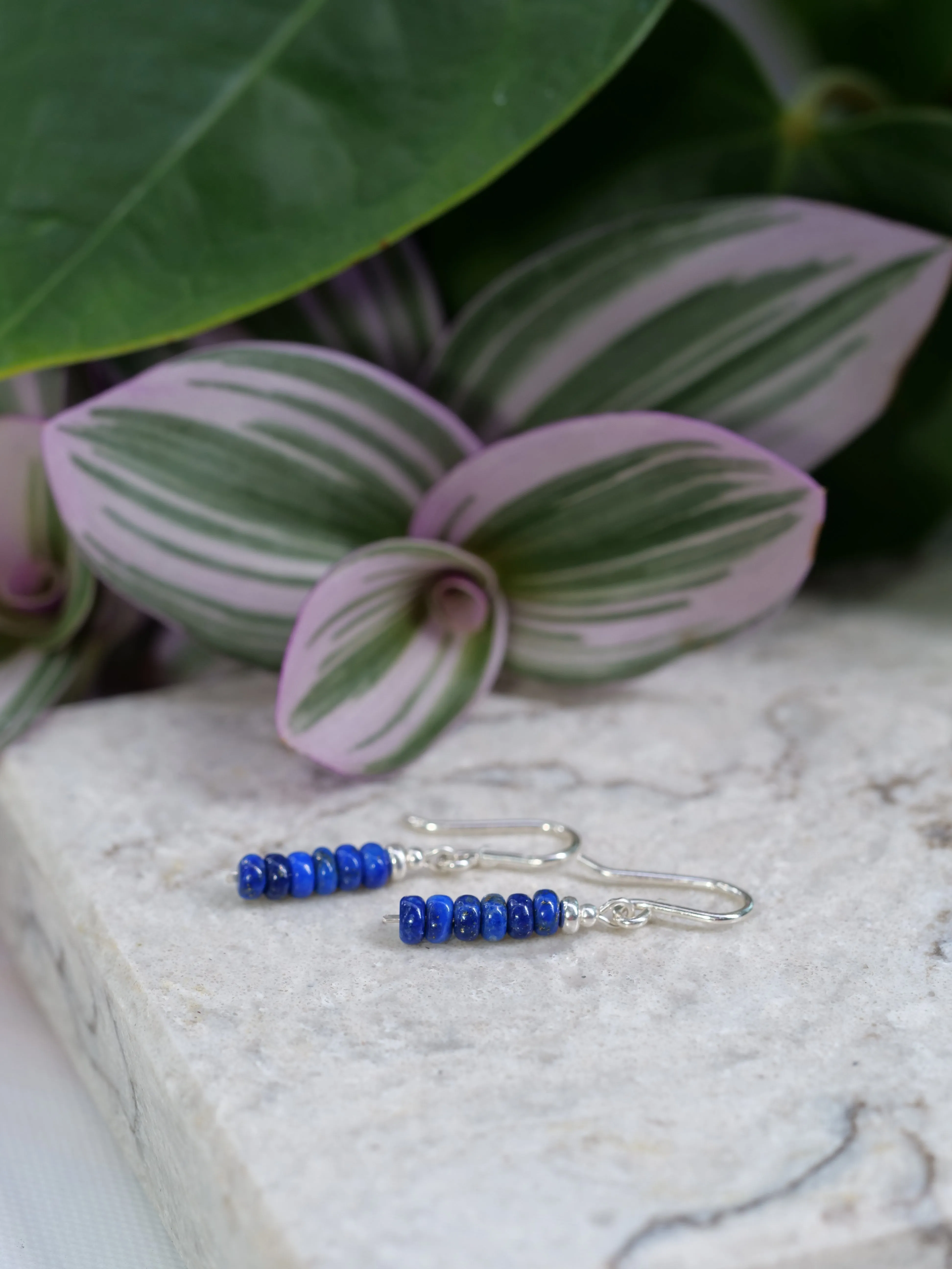 Lapis Lazuli Dangle Natural Gemstone Sterling Silver Earrings, Genuine Top Grade Gift Jewelry, Women Fashion Jewellery