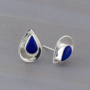 Lapis Lazuli Teardrop Stud Earrings