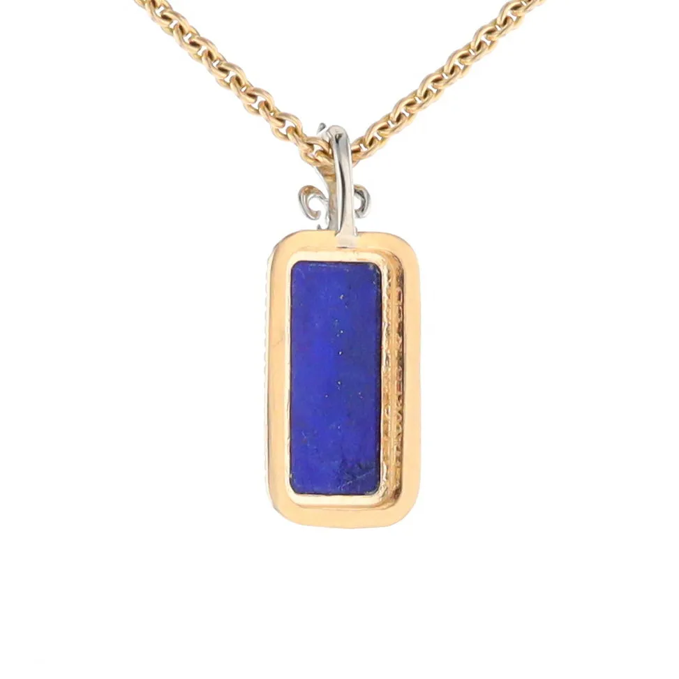 Lapis Milgrain Rectangle Pendant