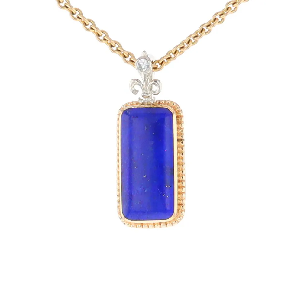 Lapis Milgrain Rectangle Pendant