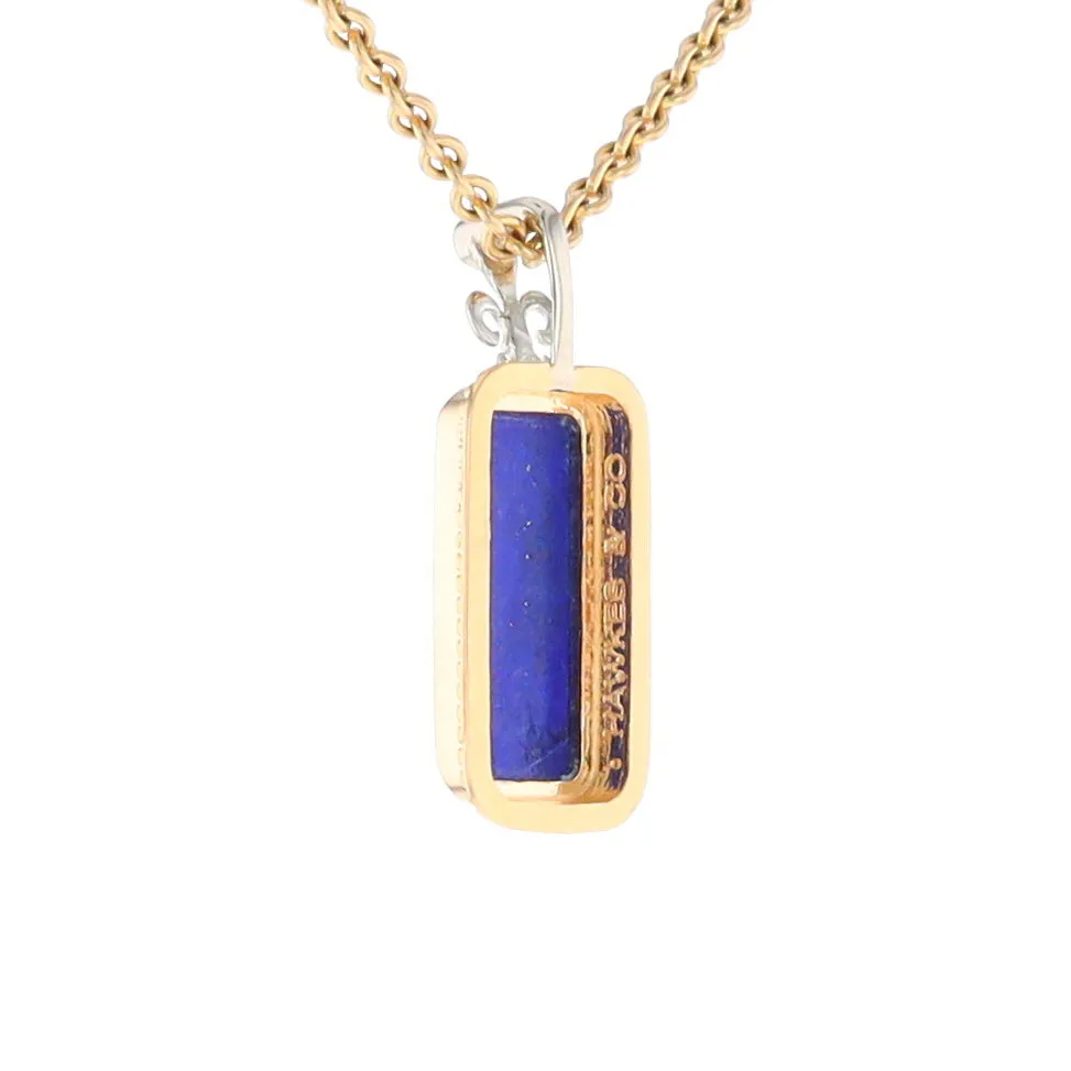 Lapis Milgrain Rectangle Pendant