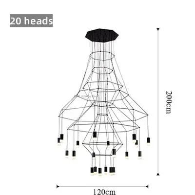 LED Stairway Chandeliers Black Acrylic G9 Pendant by Mansion