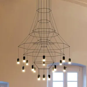 LED Stairway Chandeliers Black Acrylic G9 Pendant by Mansion