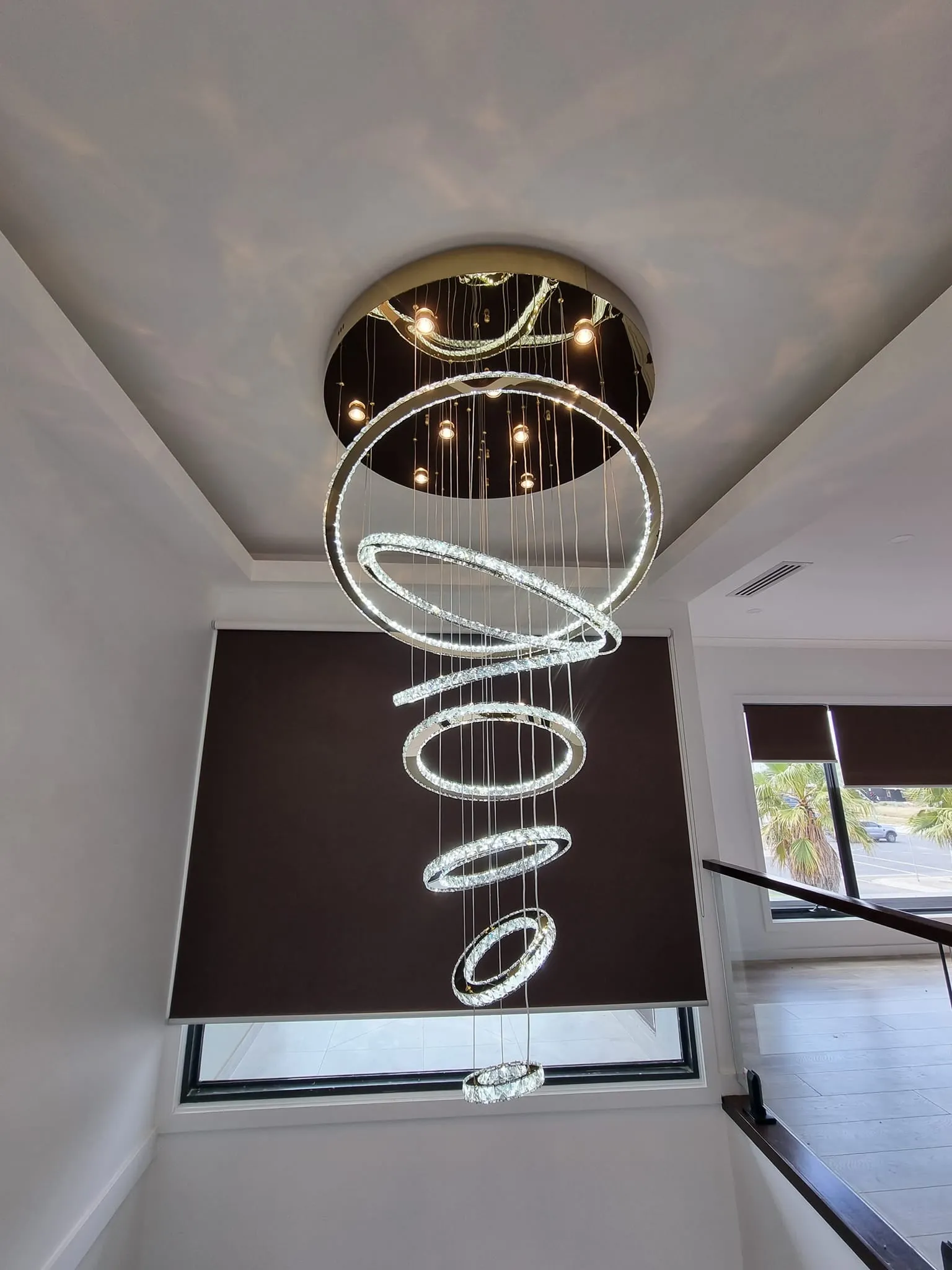 Light Luxury 5/6/7 Rings Crystal Chandelier for Staircase/Foyer/Villa