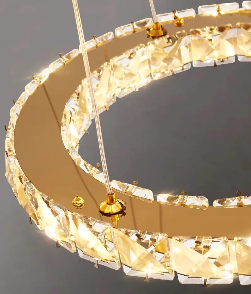 Light Luxury 5/6/7 Rings Crystal Chandelier for Staircase/Foyer/Villa