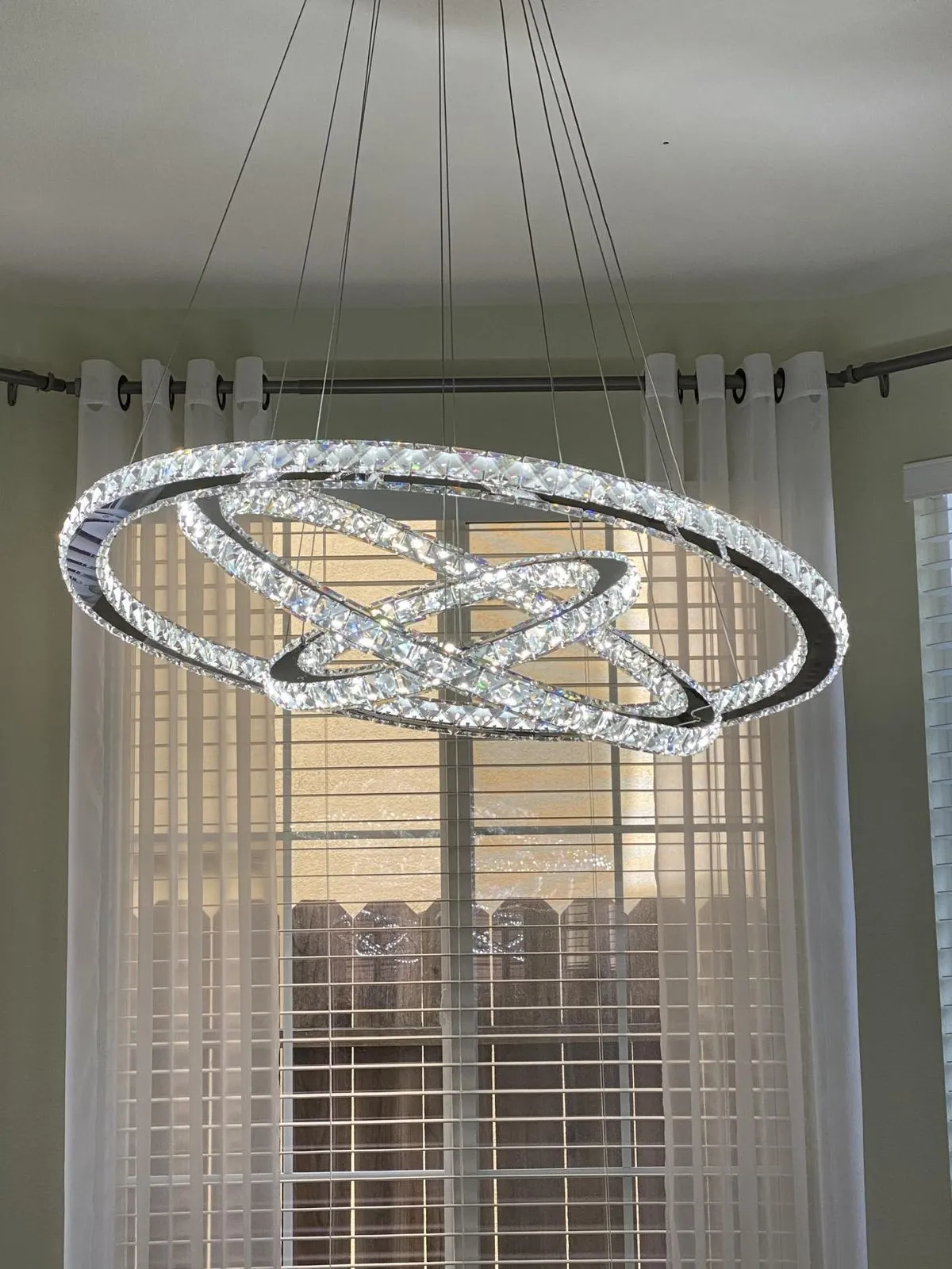 Light Luxury 5/6/7 Rings Crystal Chandelier for Staircase/Foyer/Villa