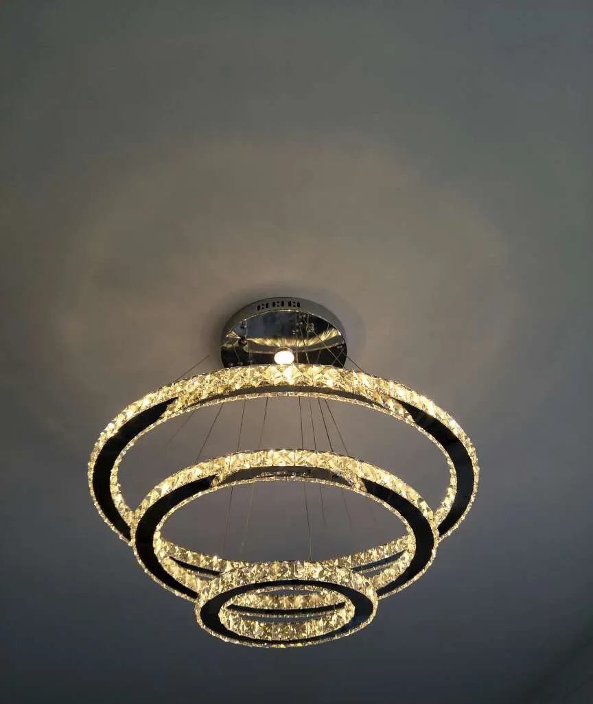 Light Luxury 5/6/7 Rings Crystal Chandelier for Staircase/Foyer/Villa