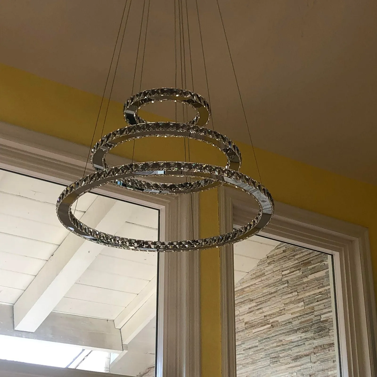 Light Luxury 5/6/7 Rings Crystal Chandelier for Staircase/Foyer/Villa