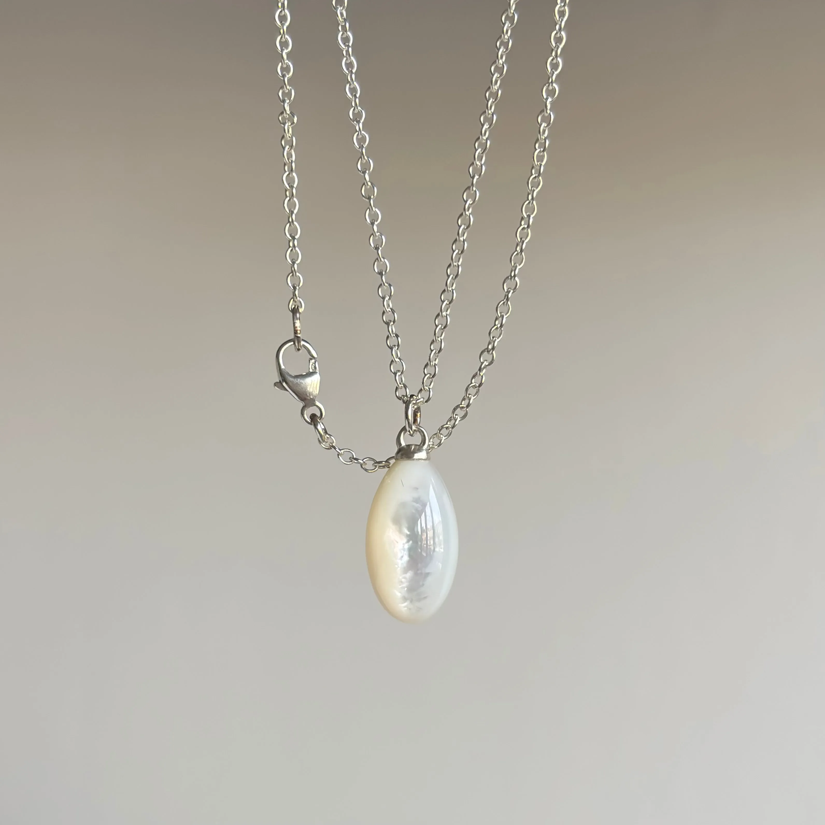 Little Mother of Pearl Necklace with Silver Barnacles