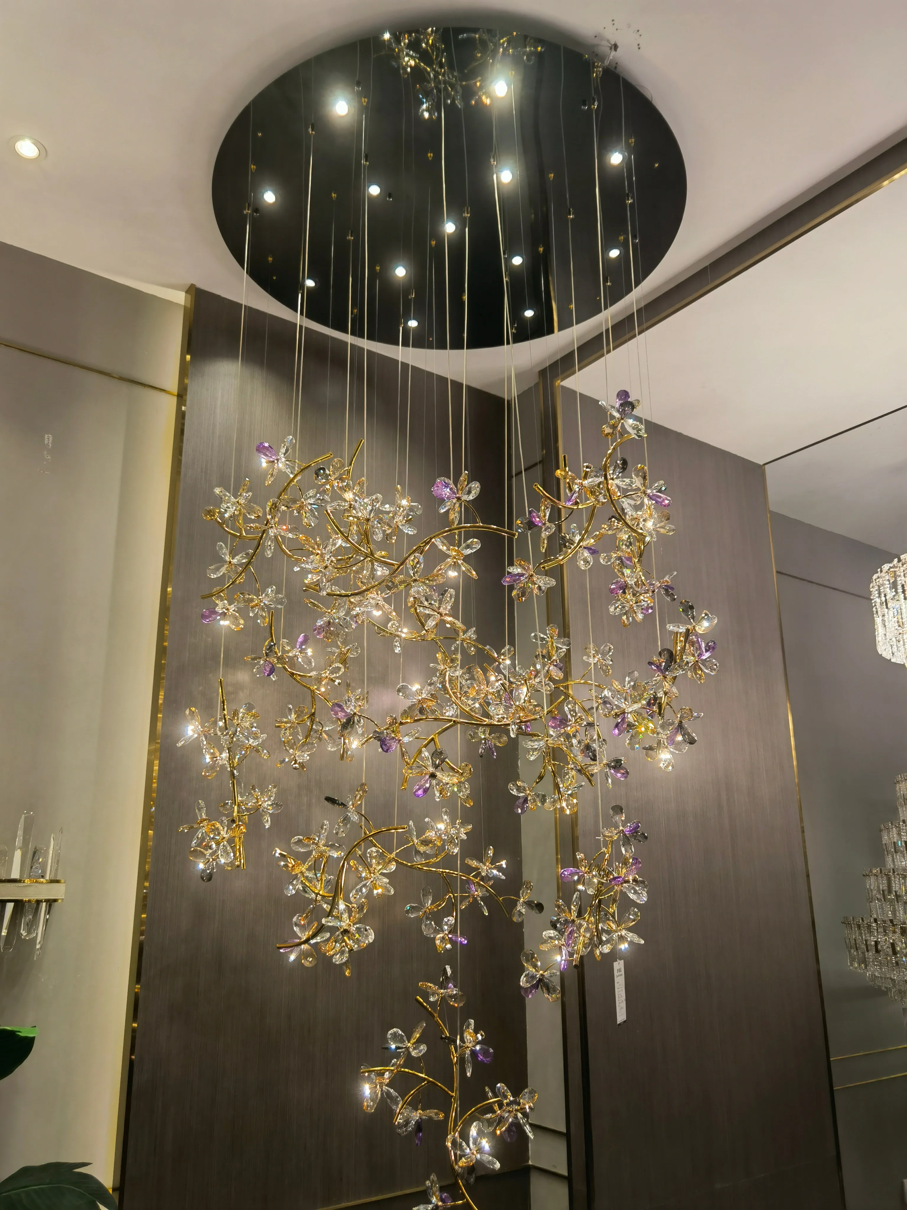 Luxury Branch Flower Crystal Chandelier for High-ceiling/Staircase/Foyer/Hallway