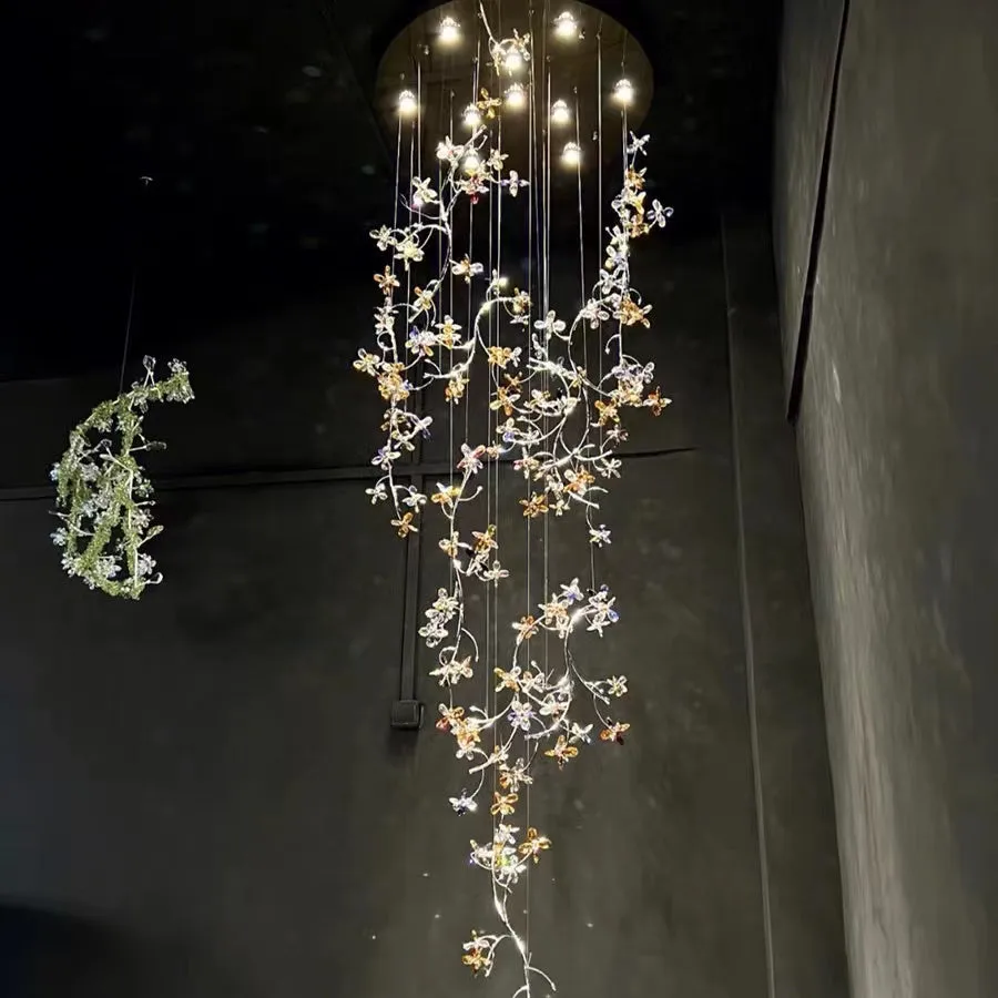 Luxury Branch Flower Crystal Chandelier for High-ceiling/Staircase/Foyer/Hallway