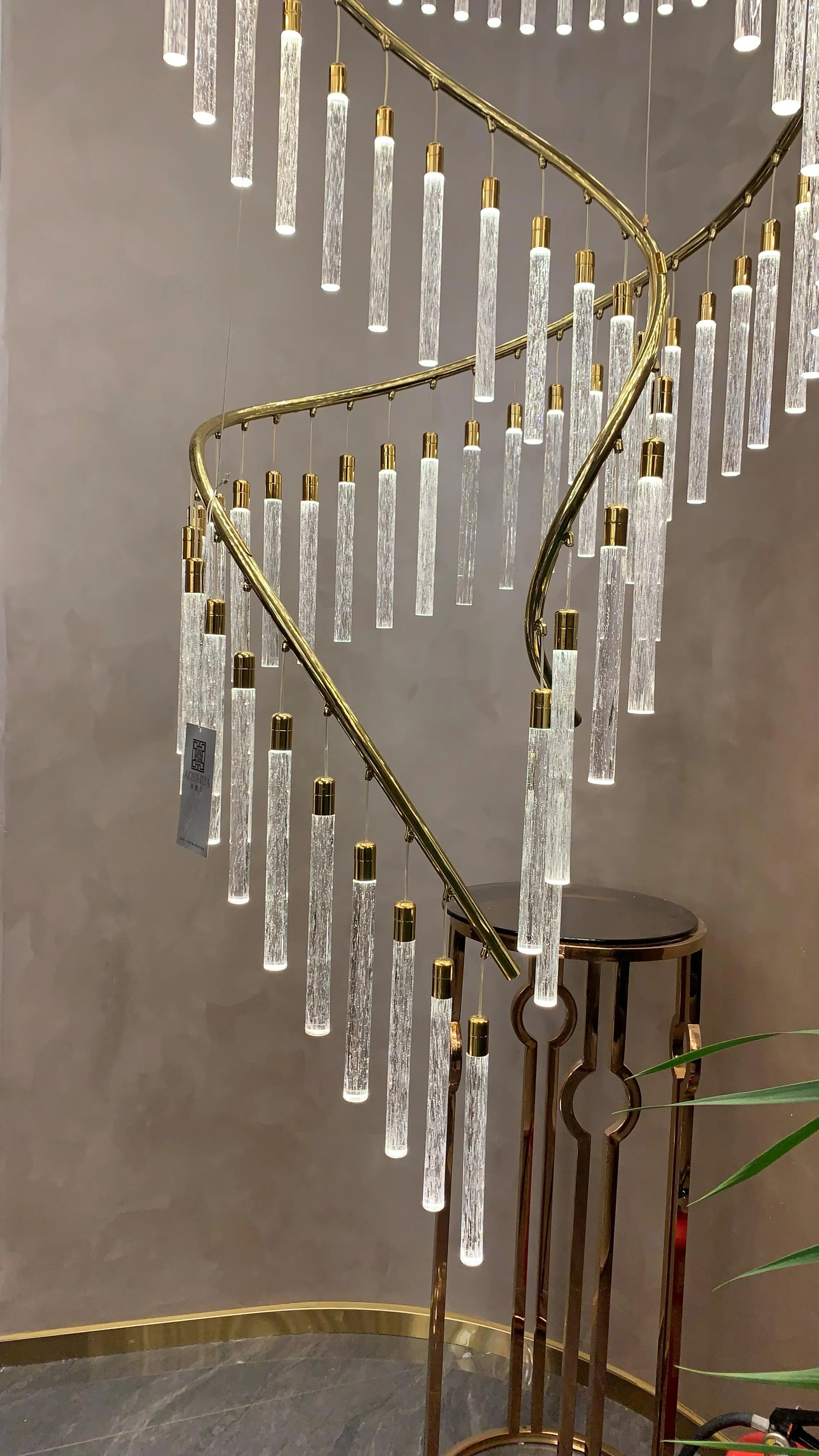 Luxury Spiral Bubble Crystal Stick Chandelier for Staircase/Foyer/High-ceiling