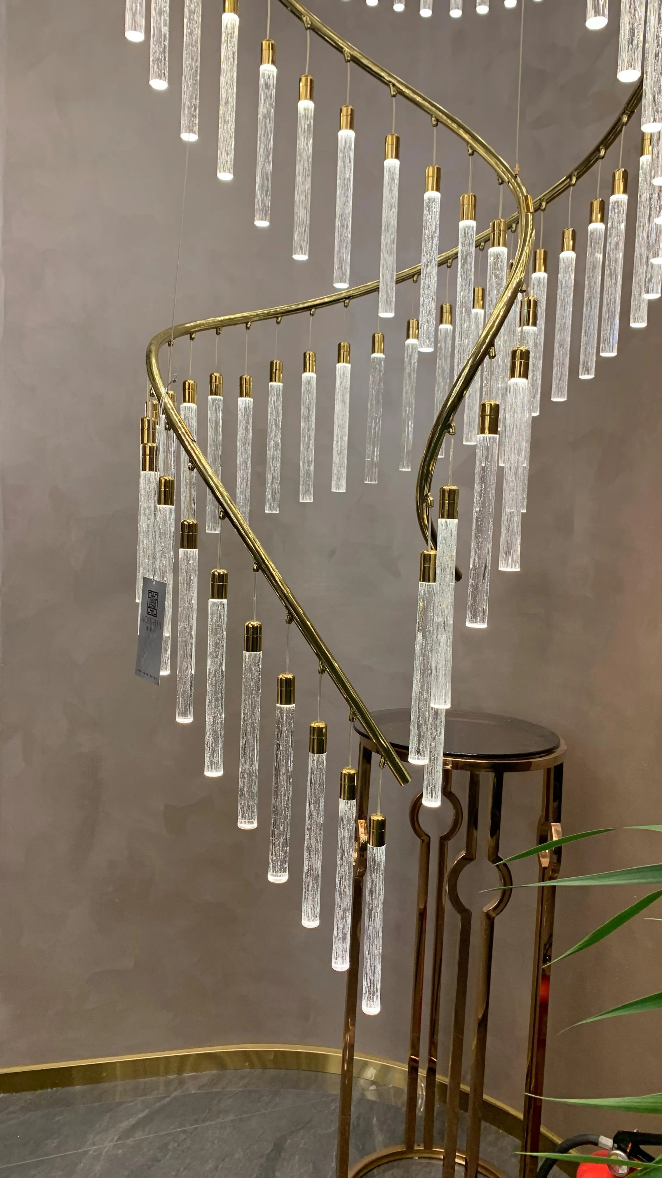 Luxury Spiral Bubble Crystal Stick Chandelier for Staircase/Foyer/High-ceiling