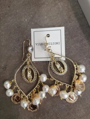 Madonna pearl charm earrings